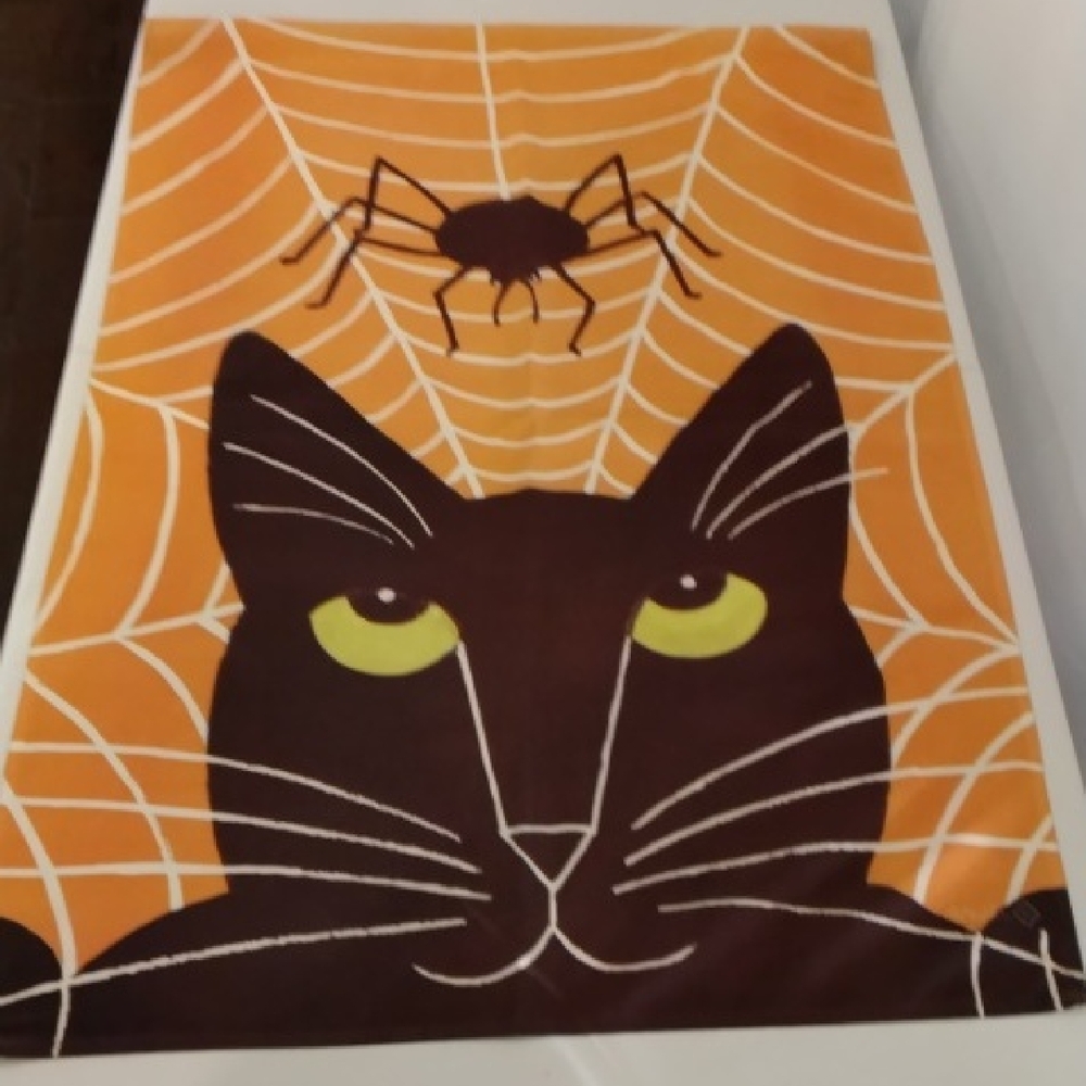 Halloween Cat and Spider Flag
